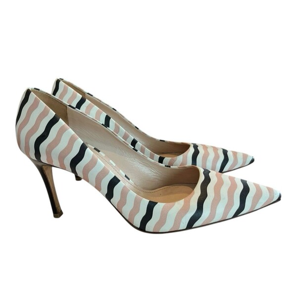 miu miu stiletto heel Pumps Pointed Toe Striped US Sz 8.5, EUR 38.5 pink… - Picture 1 of 9